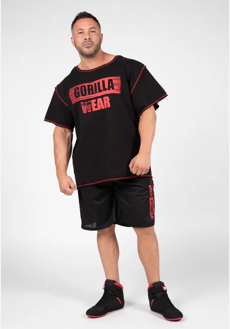 Gorilla Wear men's Wallace Mesh shorts – black / red