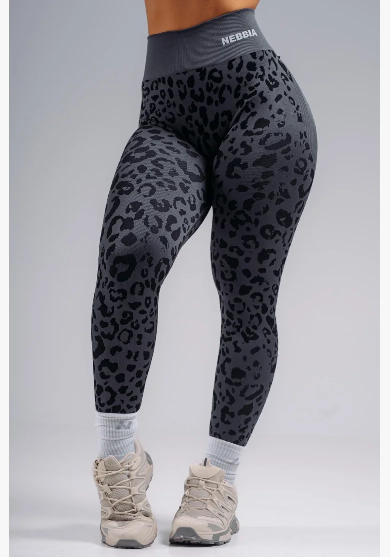 NEBBIA Compression push-up leggings with leopard pattern PRIMAL black