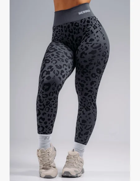 NEBBIA Compression push-up leggings with leopard pattern PRIMAL black