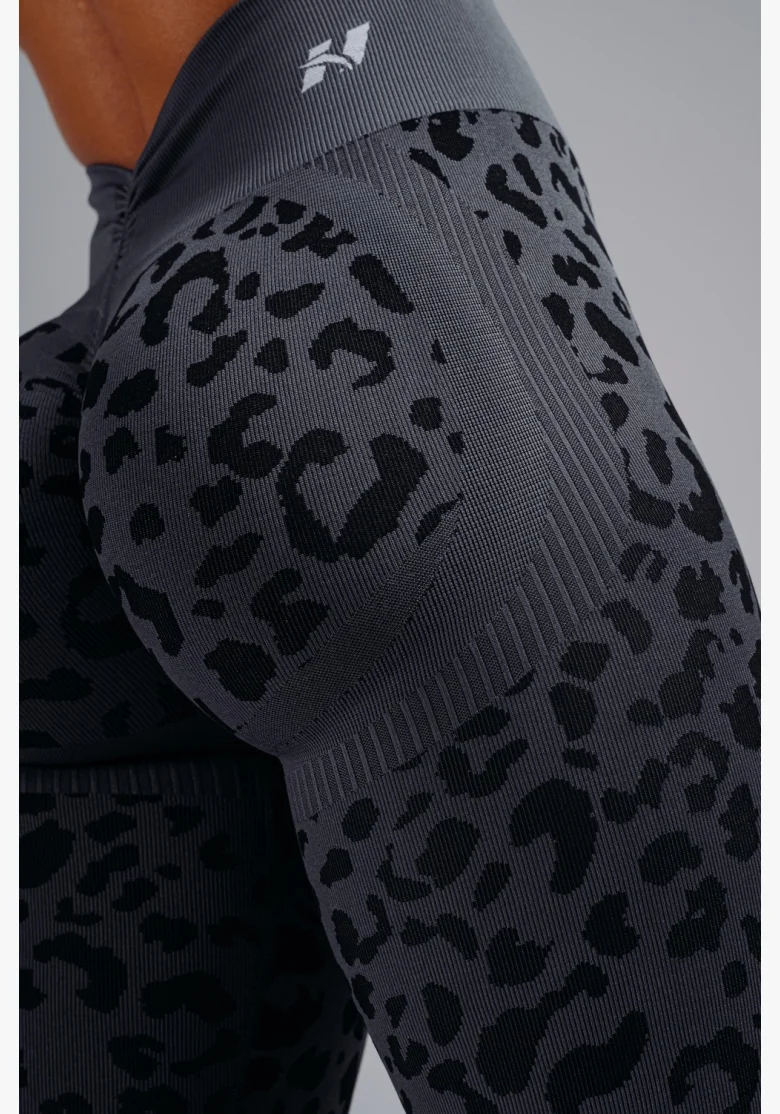 NEBBIA Compression push-up leggings with leopard pattern PRIMAL black