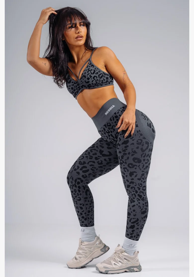 NEBBIA Compression push-up leggings with leopard pattern PRIMAL black