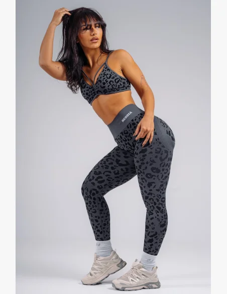 NEBBIA Compression push-up leggings with leopard pattern PRIMAL black