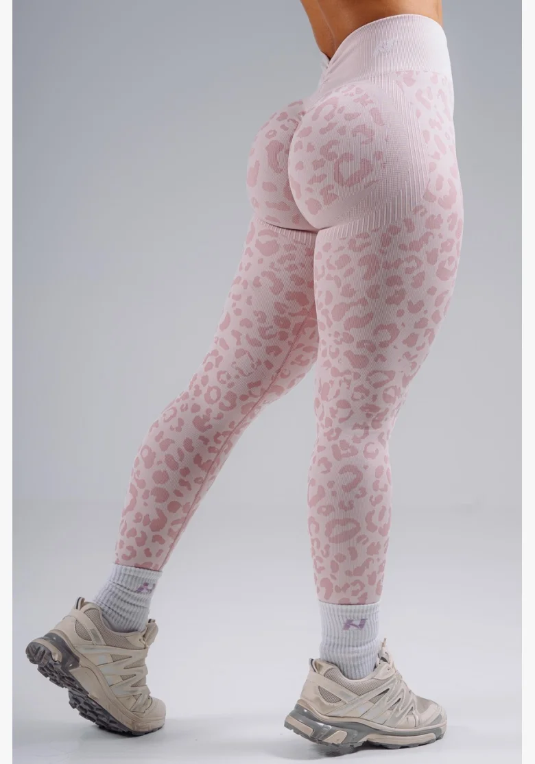NEBBIA Compression push-up leggings with leopard pattern PRIMAL pink