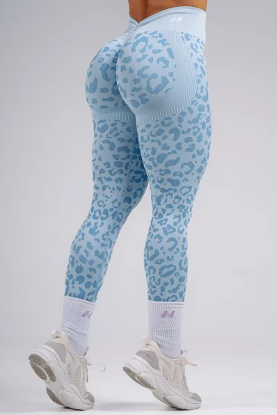 NEBBIA Compression push-up leggings with leopard pattern PRIMAL blue