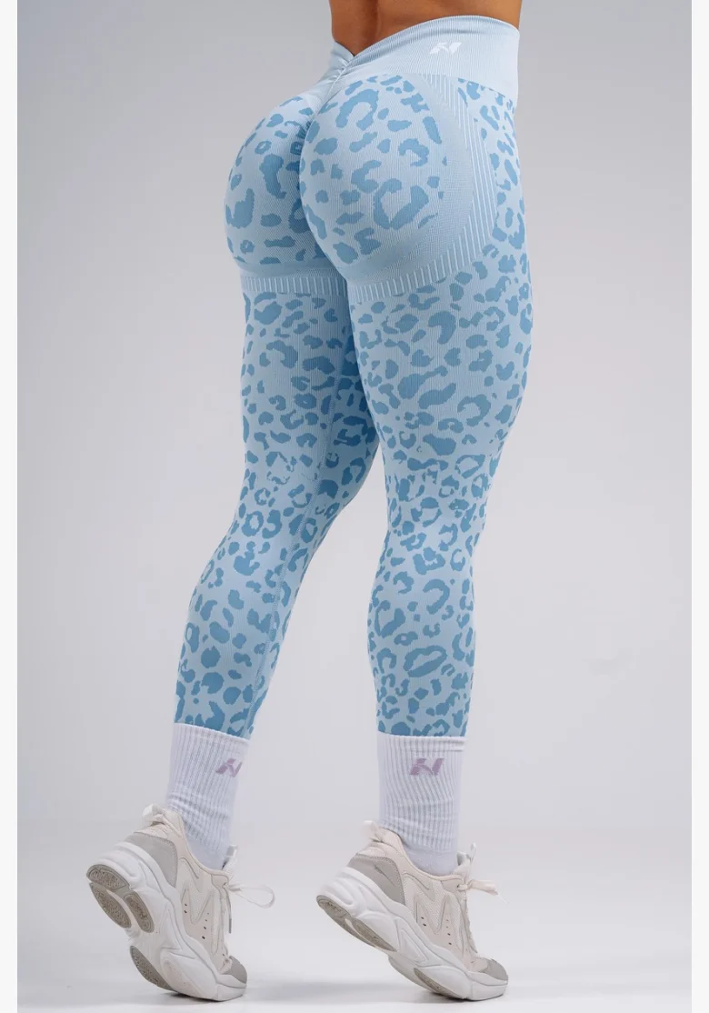 NEBBIA Compression push-up leggings with leopard pattern PRIMAL blue