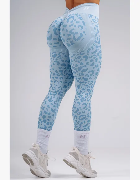 NEBBIA Compression push-up leggings with leopard pattern PRIMAL blue