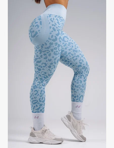 NEBBIA Compression push-up leggings with leopard pattern PRIMAL blue