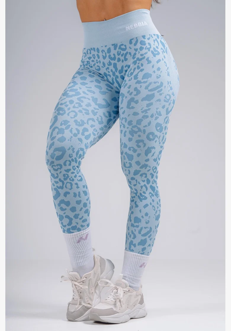 NEBBIA Compression push-up leggings with leopard pattern PRIMAL blue