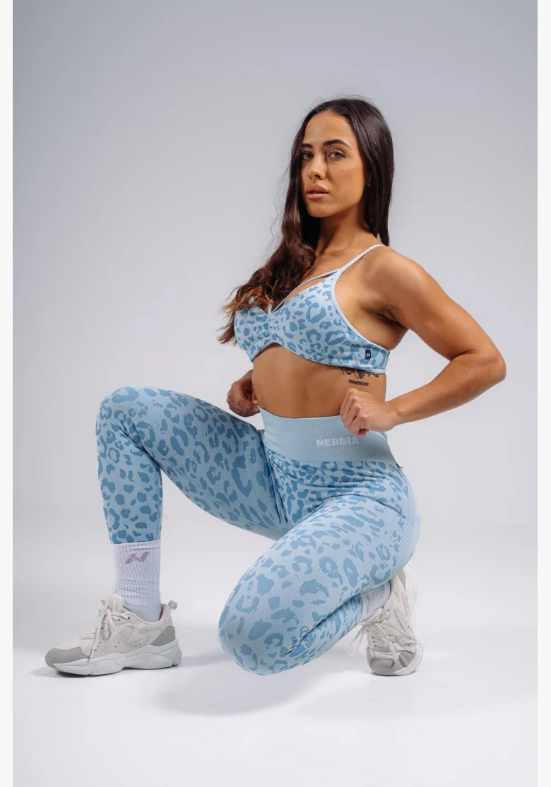 NEBBIA Compression push-up leggings with leopard pattern PRIMAL blue