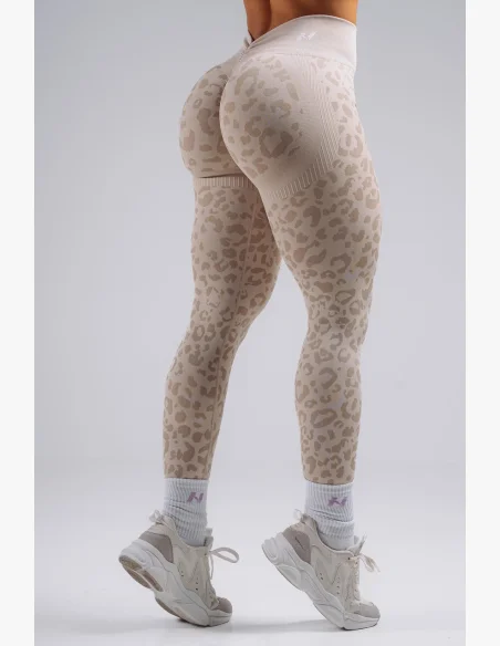 NEBBIA Compression push-up leggings with leopard pattern PRIMAL cream