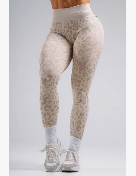 NEBBIA Compression push-up leggings with leopard pattern PRIMAL cream