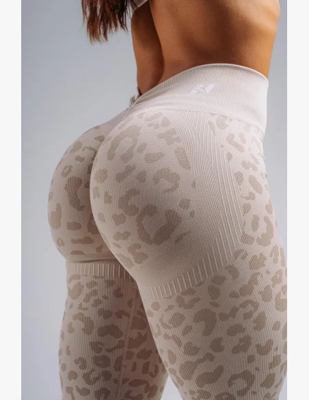 NEBBIA Compression push-up leggings with leopard pattern PRIMAL cream