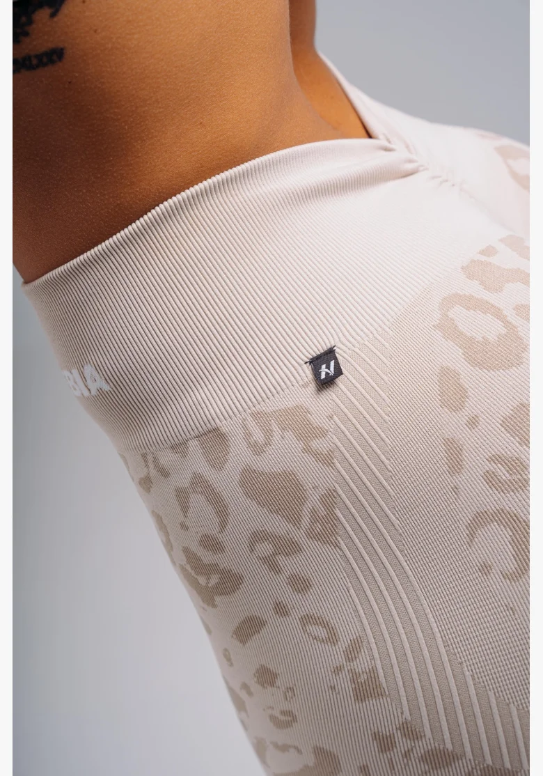 NEBBIA Compression push-up leggings with leopard pattern PRIMAL cream