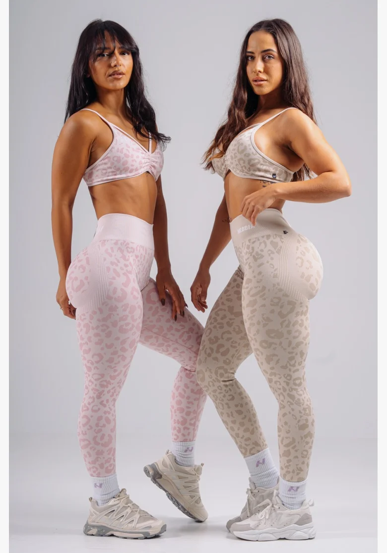 NEBBIA Compression push-up leggings with leopard pattern PRIMAL cream