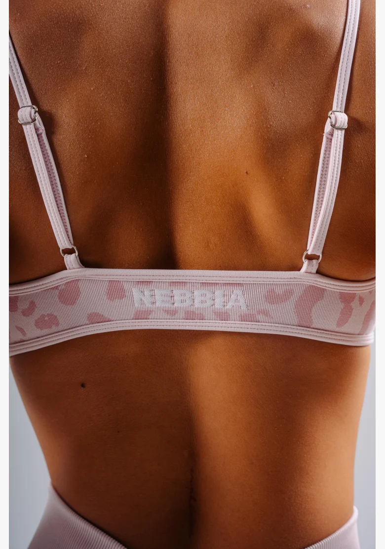 NEBBIA Medium support sports bra with leopard pattern PRIMAL pink