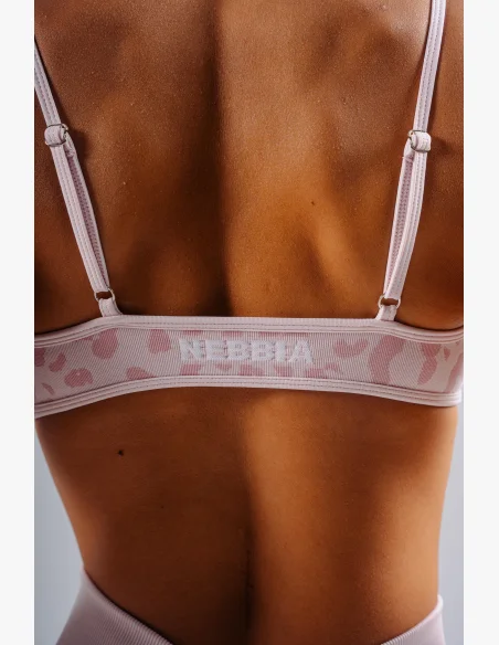 NEBBIA Medium support sports bra with leopard pattern PRIMAL pink
