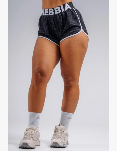 NEBBIA Training shorts with leopard pattern PRIMAL black