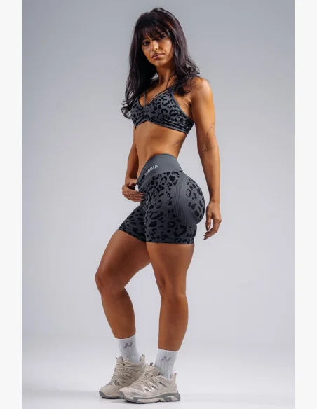 NEBBIA Compression push-up shorts with leopard pattern PRIMAL black
