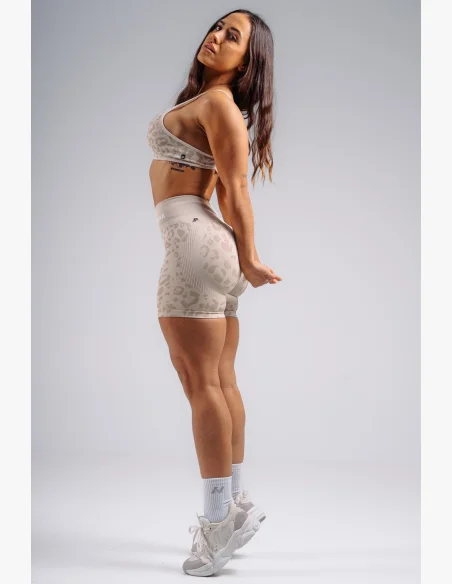 NEBBIA Compression push-up shorts with leopard pattern PRIMAL cream