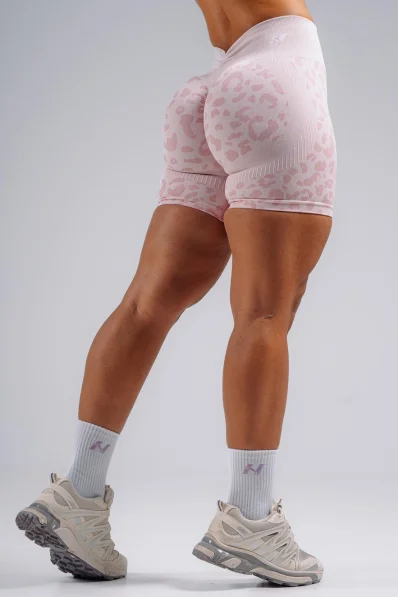 NEBBIA Compression push-up shorts with leopard pattern PRIMAL pink