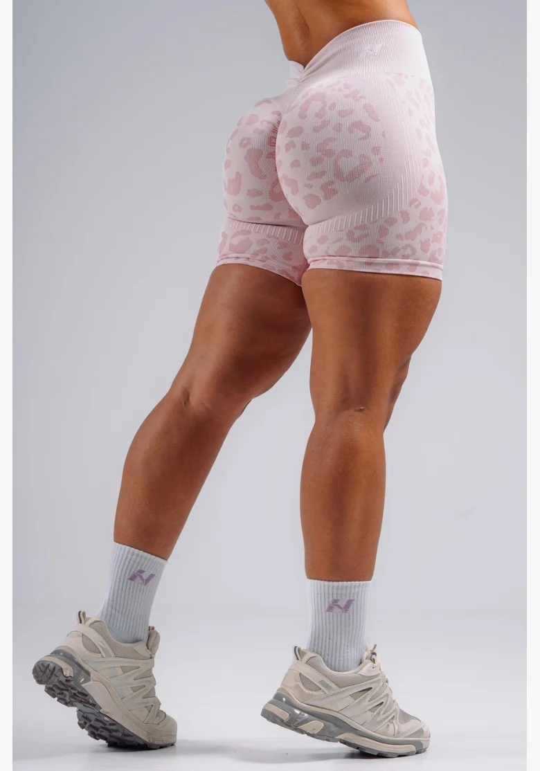 NEBBIA Compression push-up shorts with leopard pattern PRIMAL pink