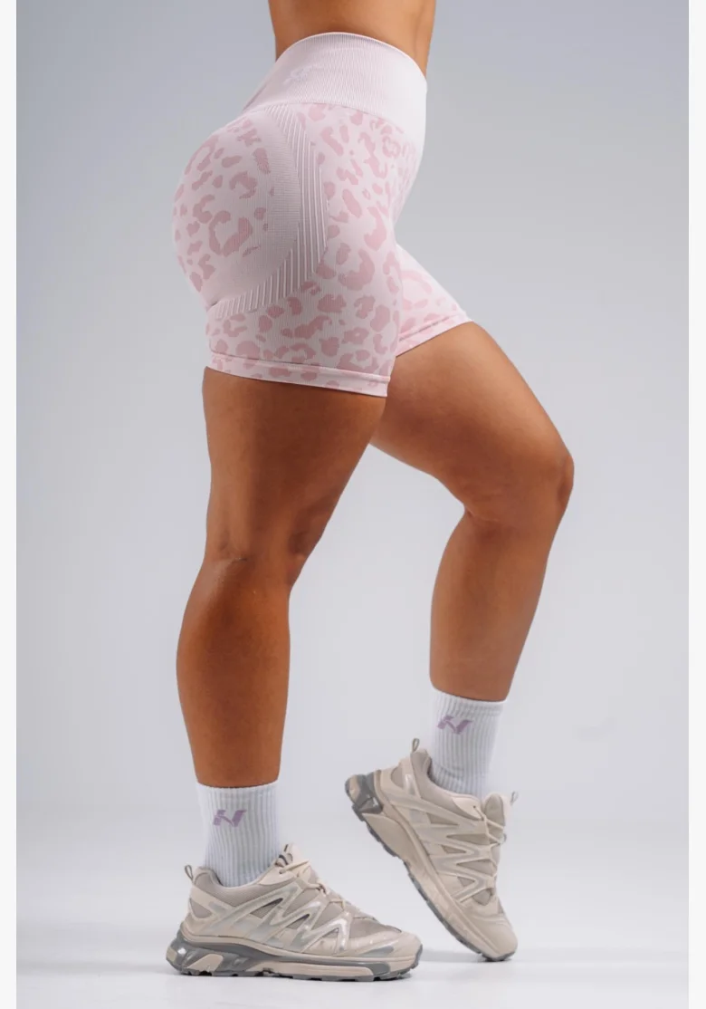 NEBBIA Compression push-up shorts with leopard pattern PRIMAL pink