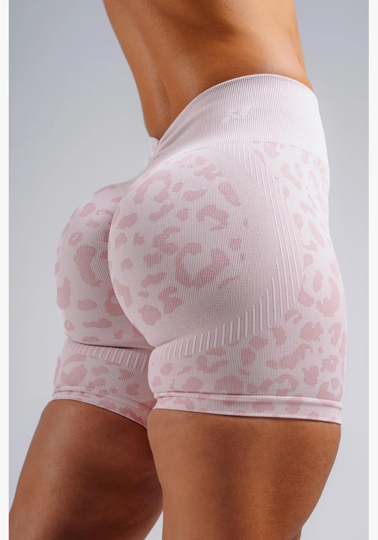 NEBBIA Compression push-up shorts with leopard pattern PRIMAL pink