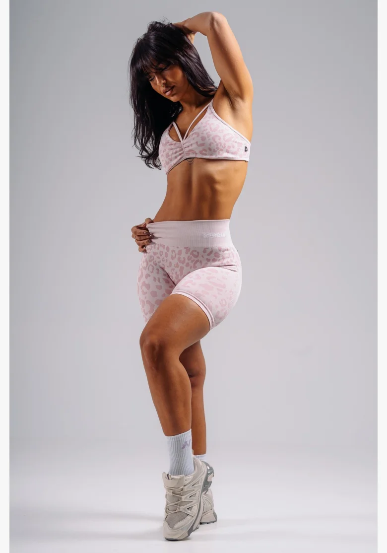 NEBBIA Compression push-up shorts with leopard pattern PRIMAL pink