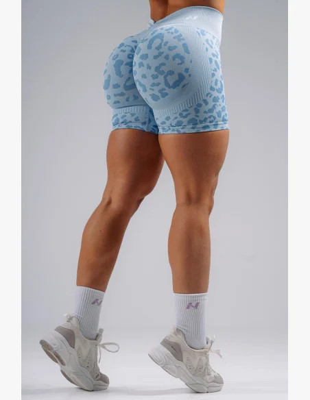 NEBBIA Compression push-up shorts with leopard pattern PRIMAL blue