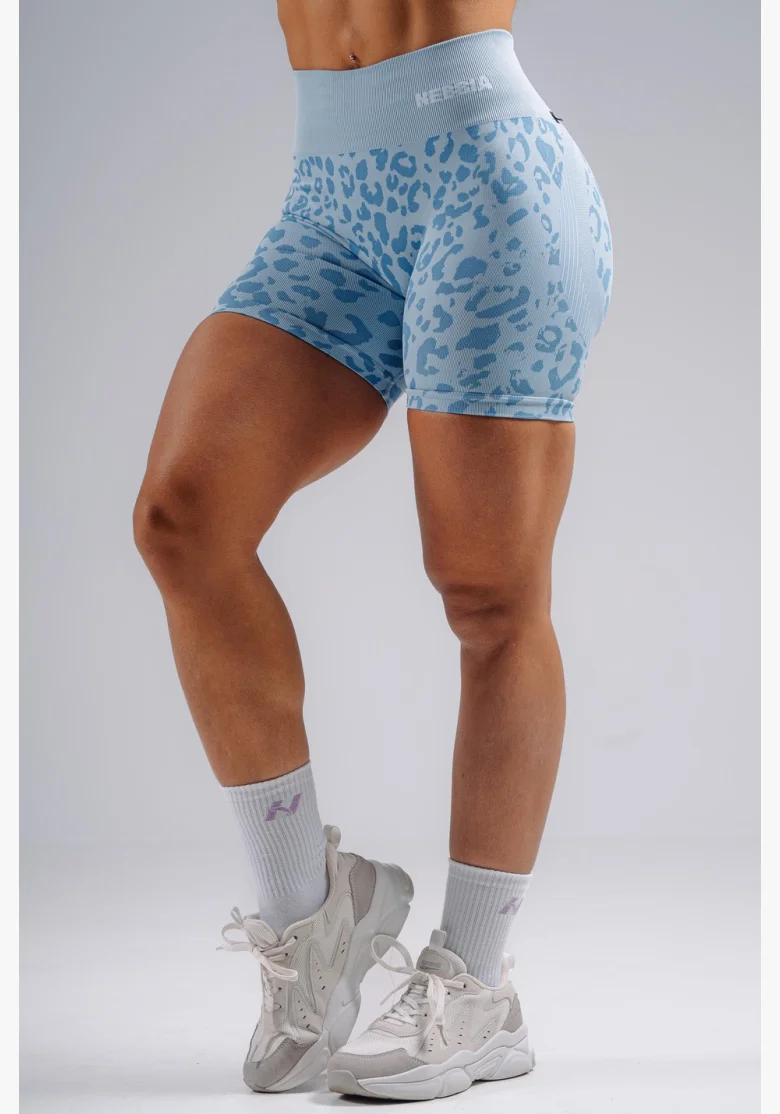 NEBBIA Compression push-up shorts with leopard pattern PRIMAL blue