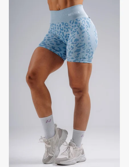 NEBBIA Compression push-up shorts with leopard pattern PRIMAL blue
