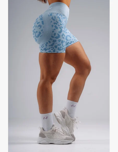 NEBBIA Compression push-up shorts with leopard pattern PRIMAL blue