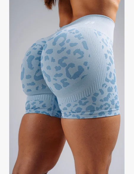 NEBBIA Compression push-up shorts with leopard pattern PRIMAL blue