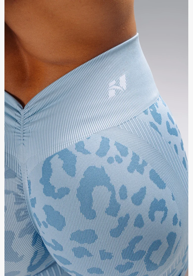 NEBBIA Compression push-up shorts with leopard pattern PRIMAL blue