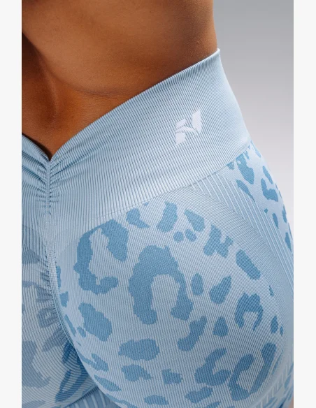 NEBBIA Compression push-up shorts with leopard pattern PRIMAL blue