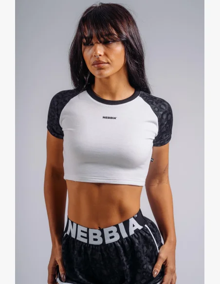 NEBBIA Crop top with leopard pattern '97 PRIMAL black