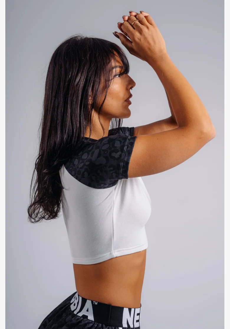 NEBBIA Crop top with leopard pattern '97 PRIMAL black