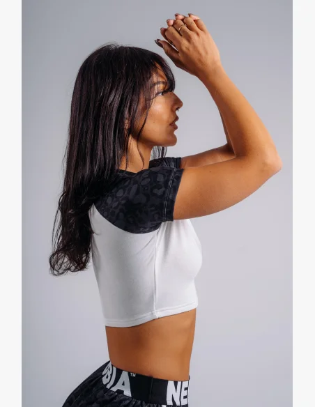 NEBBIA Crop top with leopard pattern '97 PRIMAL black