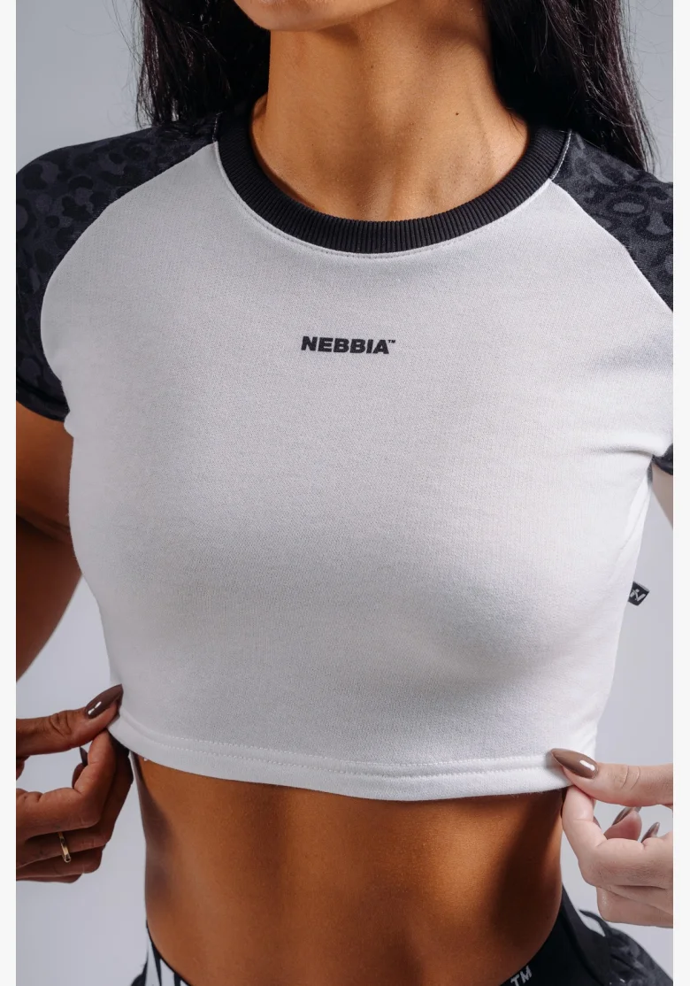 NEBBIA Crop top with leopard pattern '97 PRIMAL black