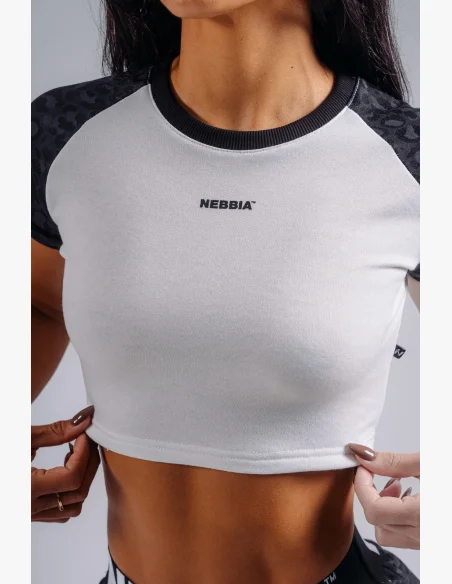 NEBBIA Crop top with leopard pattern '97 PRIMAL black