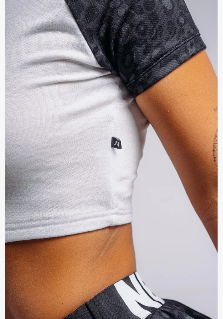 NEBBIA Crop top with leopard pattern '97 PRIMAL black