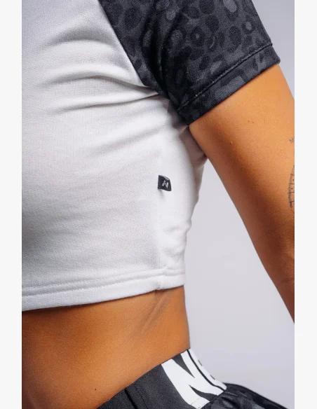 NEBBIA Crop top with leopard pattern '97 PRIMAL black