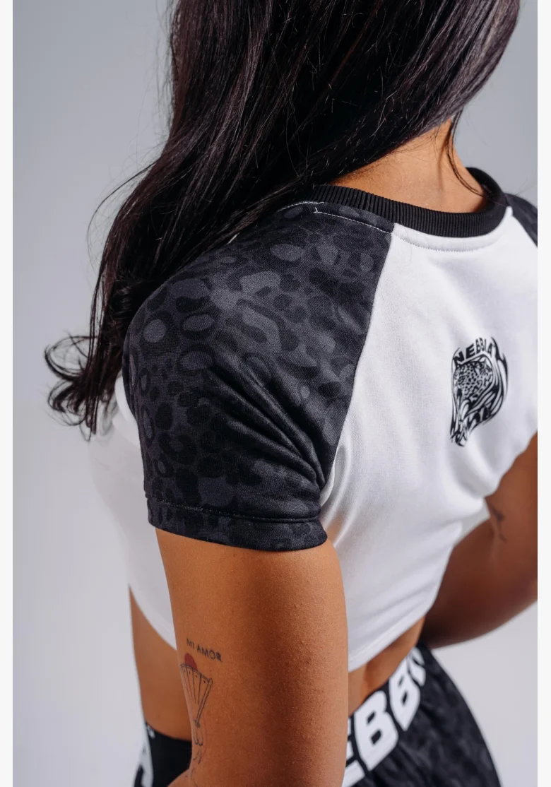 NEBBIA Crop top with leopard pattern '97 PRIMAL black