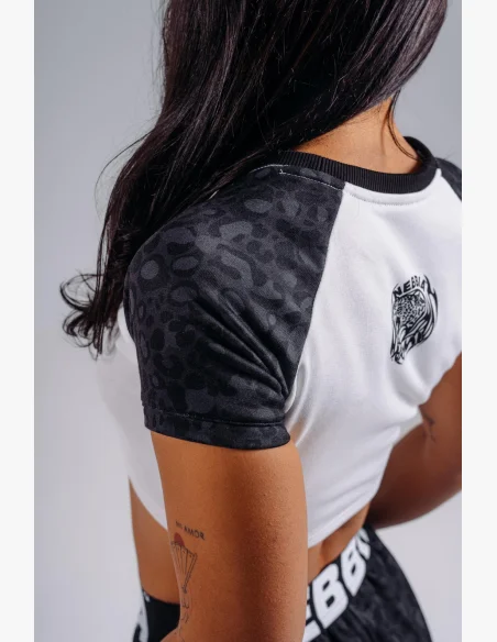 NEBBIA Crop top with leopard pattern '97 PRIMAL black