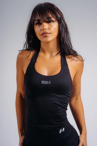 NEBBIA Halter top with built-in bra PRIMAL black