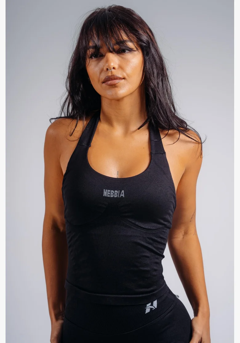 NEBBIA Halter top with built-in bra PRIMAL black