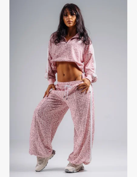 NEBBIA Baggy sweatpants with leopard pattern PRIMAL pink
