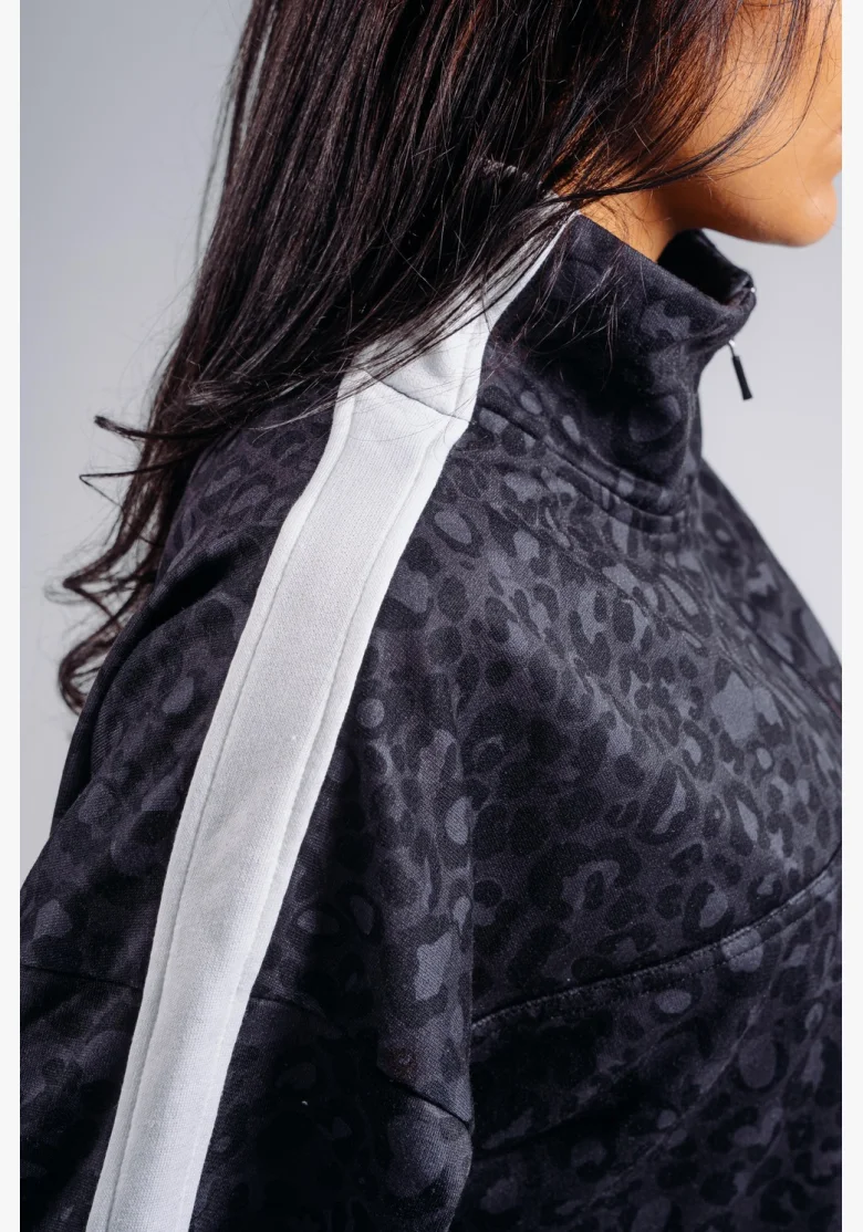 NEBBIA Half-zip sweatshirt with leopard pattern PRIMAL black
