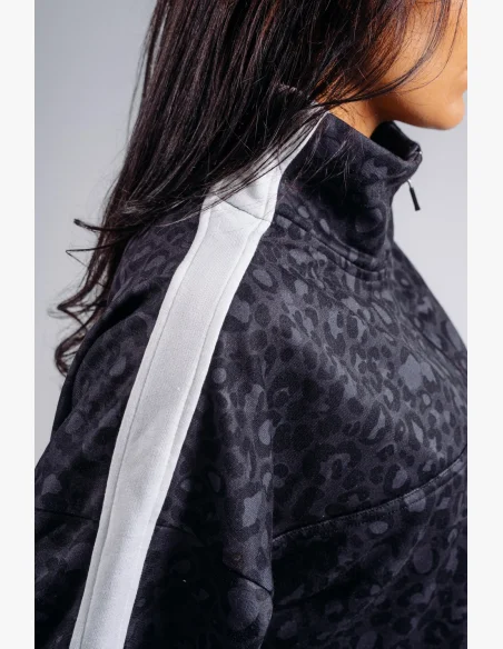 NEBBIA Half-zip sweatshirt with leopard pattern PRIMAL black