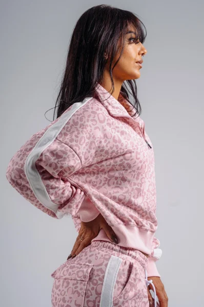 NEBBIA Half-zip sweatshirt with leopard pattern PRIMAL pink 2